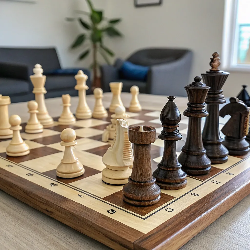 Chess pieces on a board